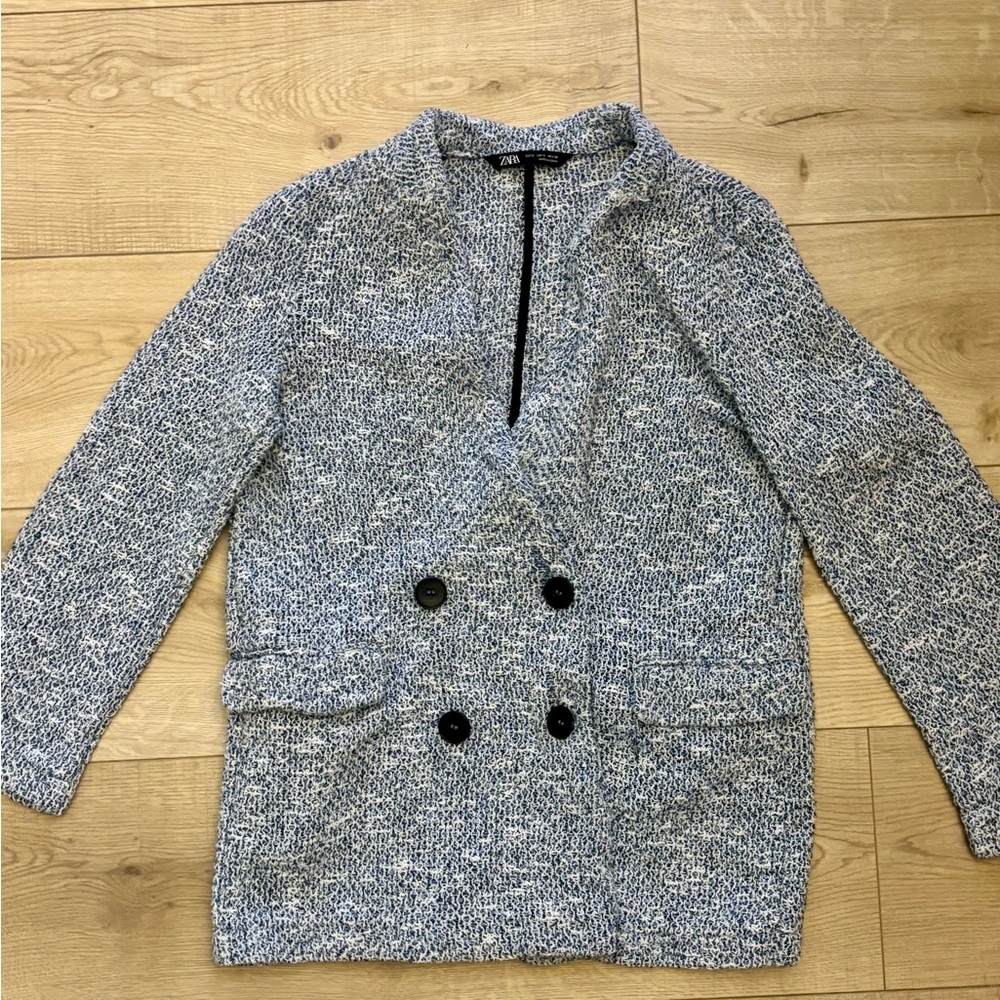 Zara Oversized Blazer Navy and White Blazer Classic Preppy Business Casual